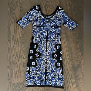 Felicity & Coco Blue Black White knit Dress